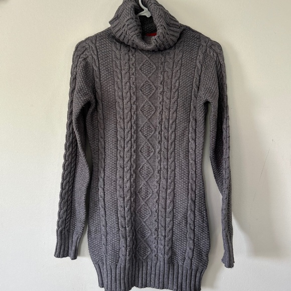 🍁5/30$!! Super Cozy Cable Knit Look Tunic Turtleneck Sweater - Picture 1 of 13